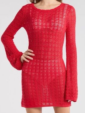 Abound Crochet Cover-Up Mini Dress
